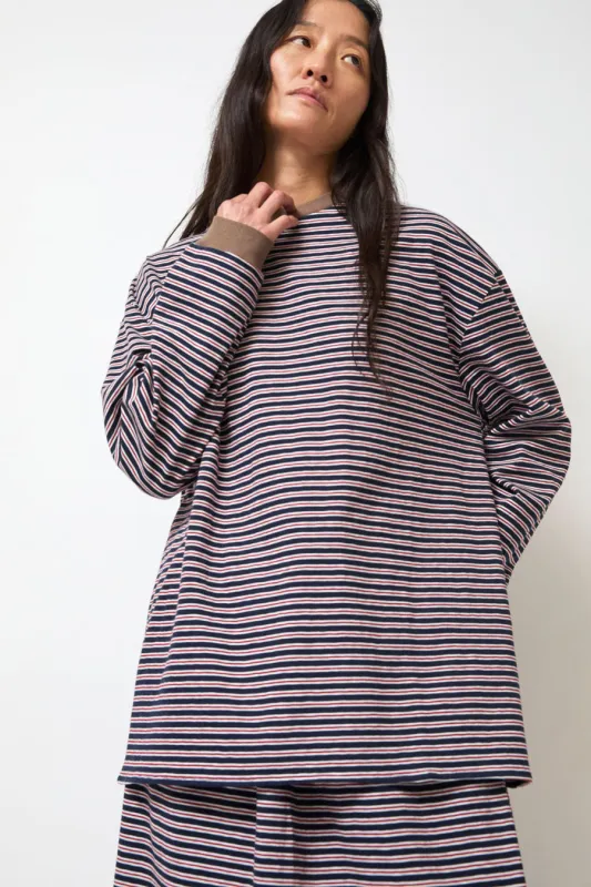 Eleph Beer Tee in Navy and Red Stripe made by Eleph Womens