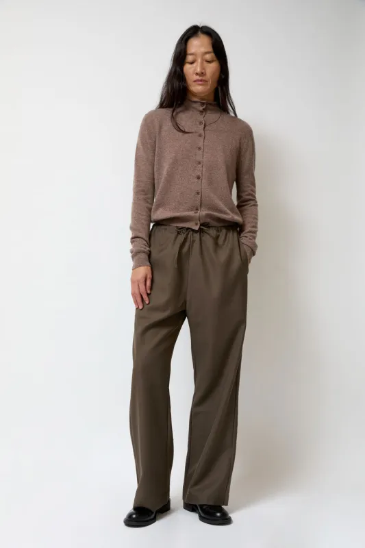 Mijeong Park Wool Blend Drawstring Pants in Olive Brown made by Mijeong Park