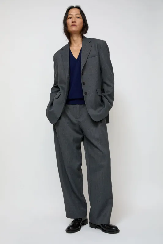 Mijeong Park Wool Blend Pleated Tailored Pants in Charcoal made by Mijeong Park