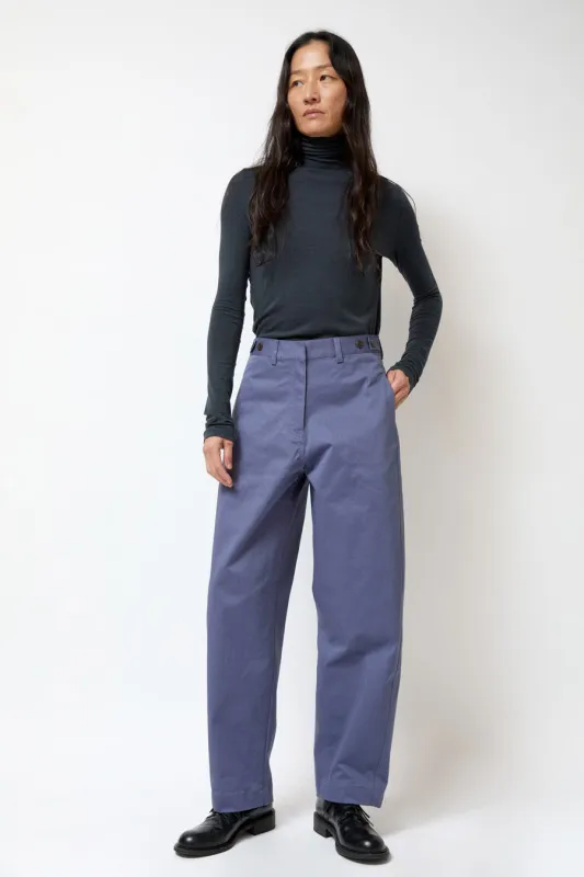Mijeong Park Cotton Barrel-Leg Pants in Dusty Blue made by Mijeong Park