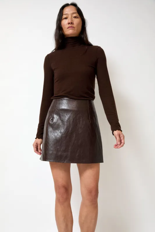 Mijeong Park Faux Leather Mini Skirt in Brown made by Mijeong Park