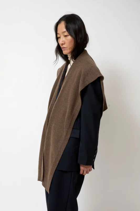 Mijeong Park Wool Blend Knit Shawl in Light Brown made by Mijeong Park