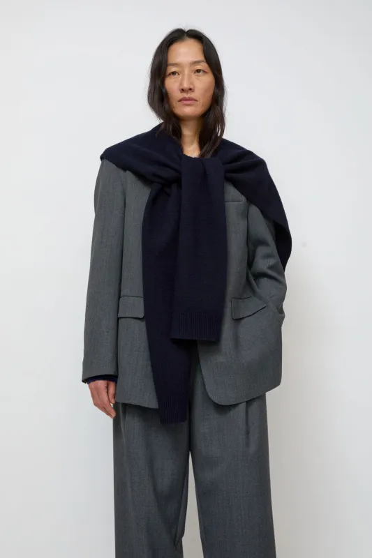 Mijeong Park Wool Blend Knit Shawl in Navy made by Mijeong Park