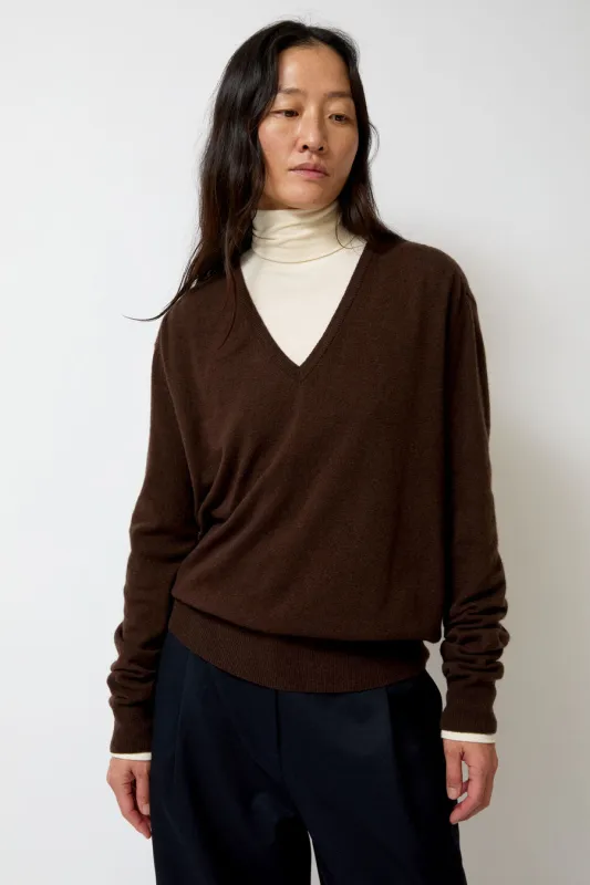 Mijeong Park Cashmere Blend V-Neck Knit in Brown made by Mijeong Park