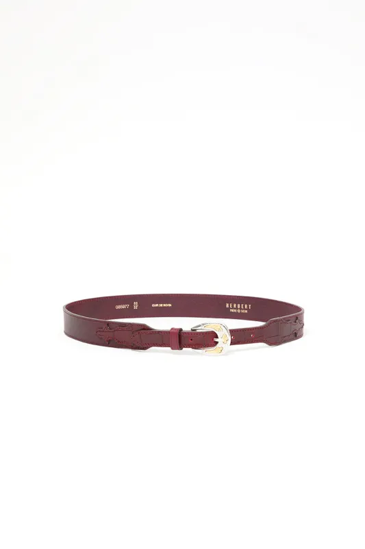 Herbert Frere Soeur Le Boston Belt in Croco Bordeaux made by No. 6