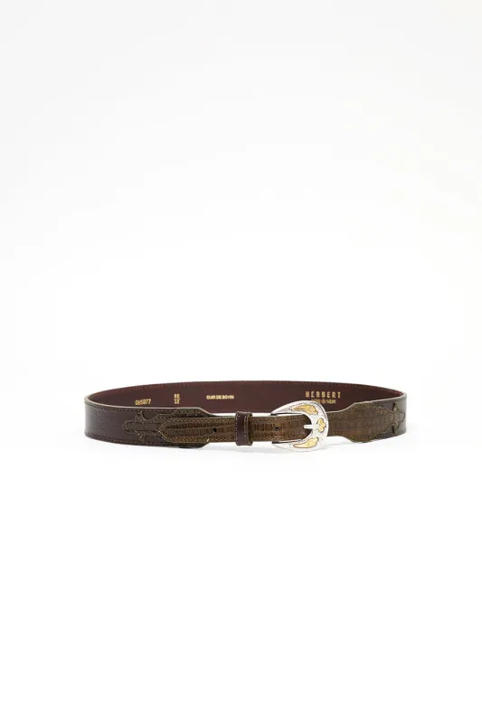 Herbert Frere Soeur Le Boston Belt in Choco and Batiste Kaki made by No. 6