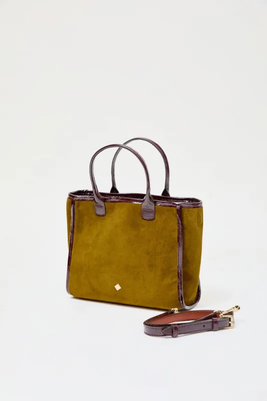 Herbert Frere Soeur Le Toon Velours Fluffy Bag in Bronze and Crispy Cerise Noir made by No. 6