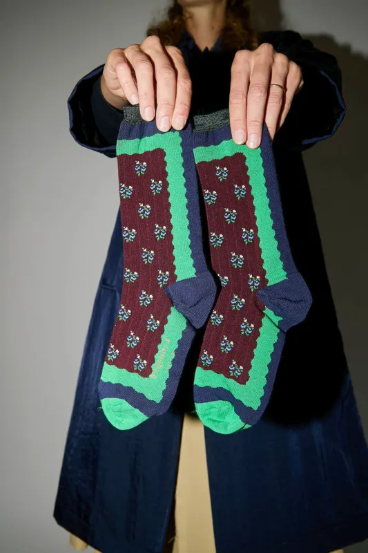 Exquisite J Onduline Socks in Bordeaux made by Exquisite J