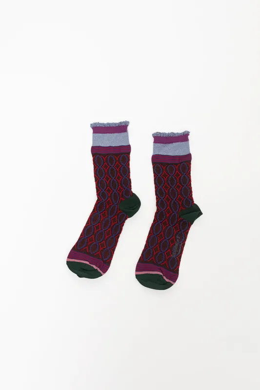 Exquisite J Multi Braid Socks in Bordeaux made by Exquisite J