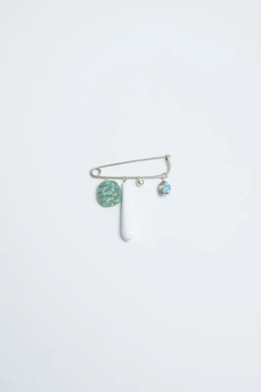 Sisi Joia Pull Brooch in Blanc / Marbled Green / Turcoco made by Sisi Joia