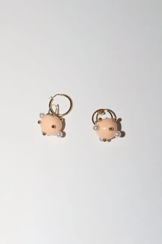 Hannayoo Works Round Around Duo Earrings in Peach sold by No. 6