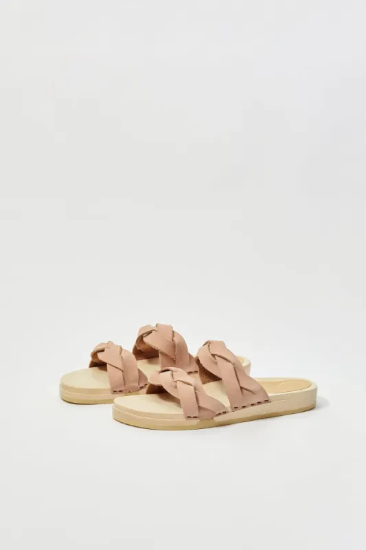 No.6 Double Braided Clog on Bendable Flat Base in Pink Sand sold by No. 6
