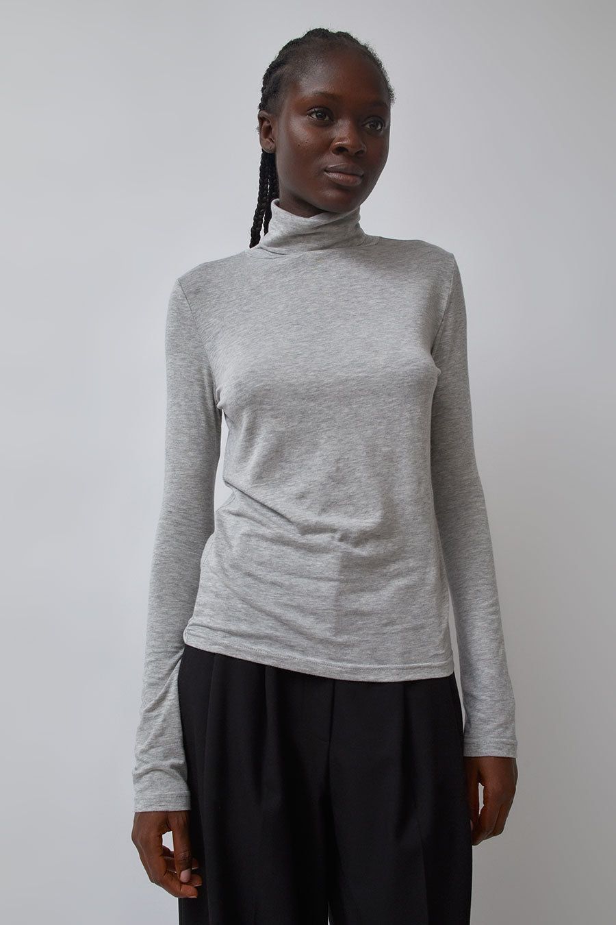 Mijeong Park Roll Neck Jersey Top in Heather Grey sold by No. 6 product image thumbnail 2