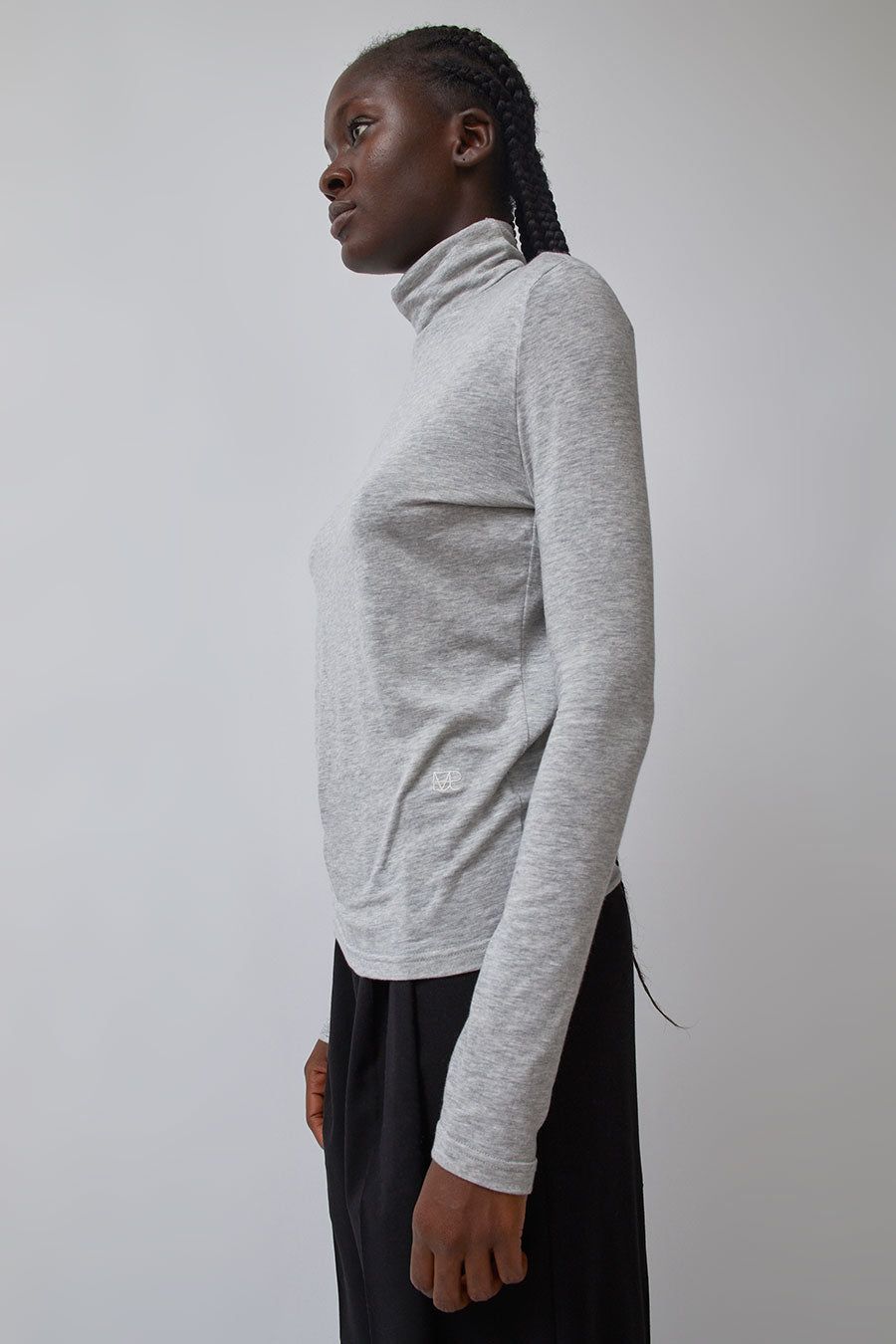 Mijeong Park Roll Neck Jersey Top in Heather Grey sold by No. 6 product image thumbnail 3