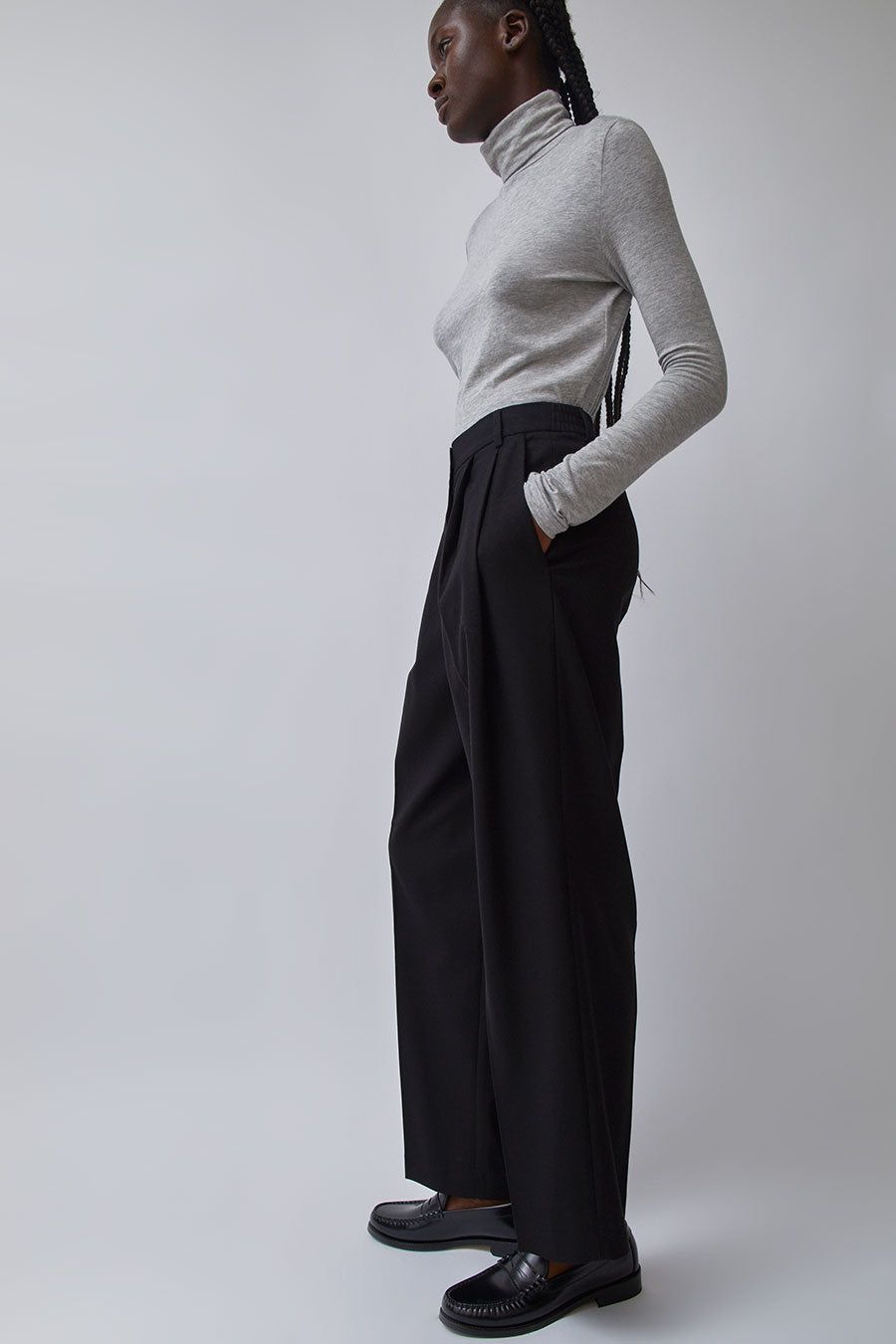 Mijeong Park Pleat Front Wide Leg Pants in Black sold by No. 6 product image thumbnail 4
