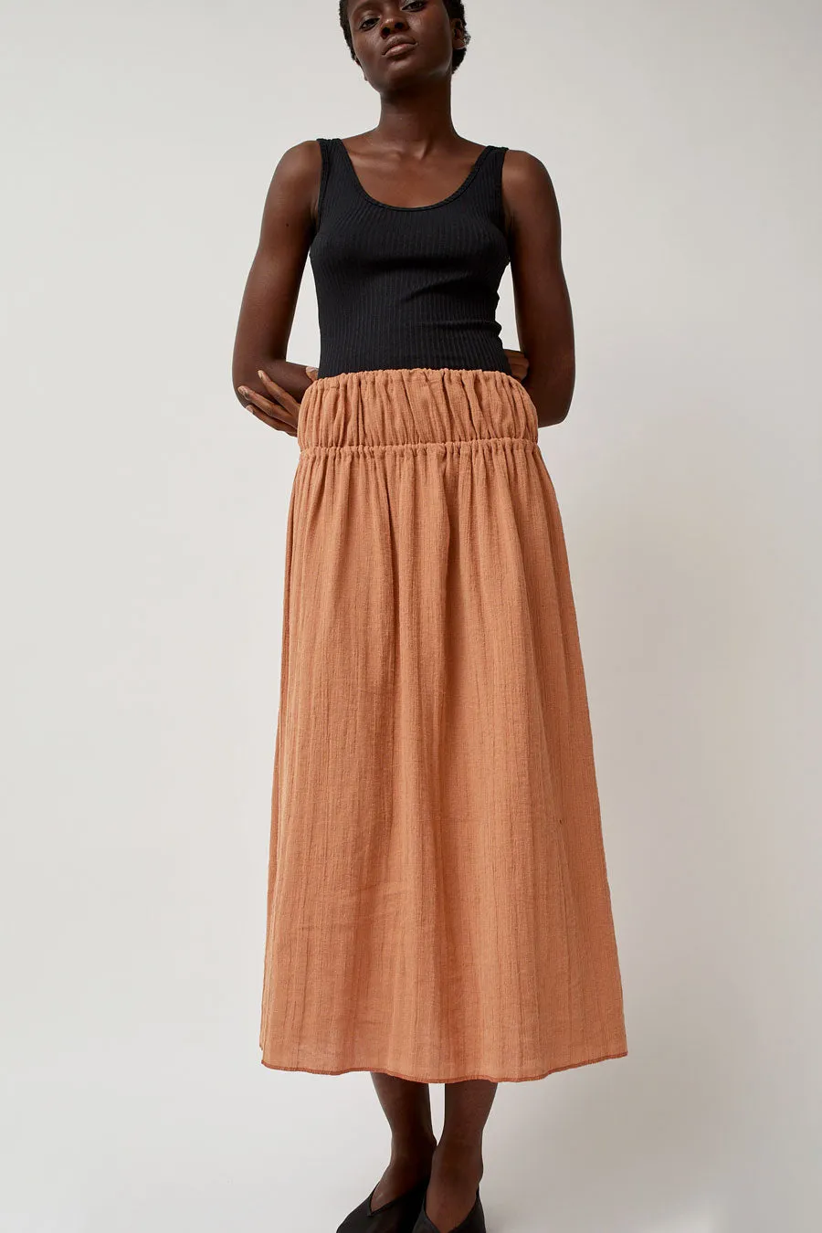 Baserange Diph Skirt in Brick sold by No. 6