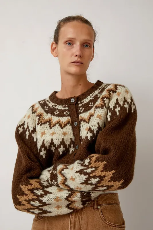 Salty Pebble Nordic Bolero Cardigan in Brown sold by No. 6