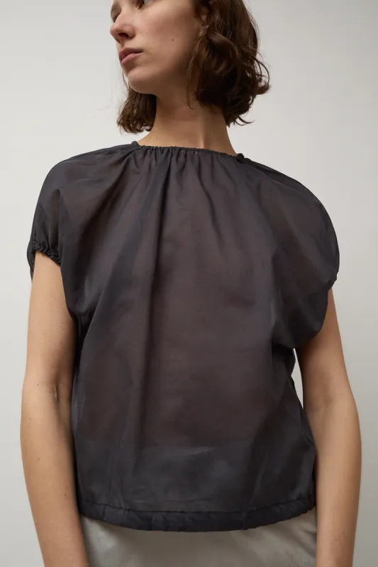 Amomento Sheer Shirring Top in Navy sold by No. 6