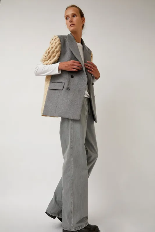Salty Pebble Fisher Combi Short Sleeved Jacket in Melange Grey made by No. 6