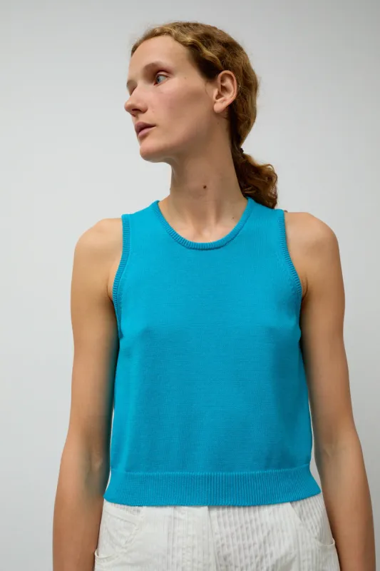 CORDERA Cotton Cropped Tank in Ceruleo sold by No. 6