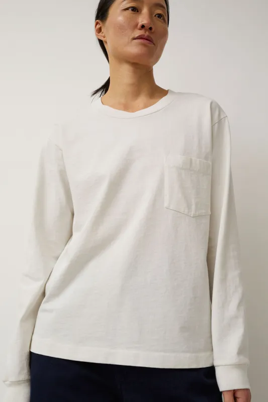 B Sides Long Sleeve Pocket Tee in Snow White sold by No. 6