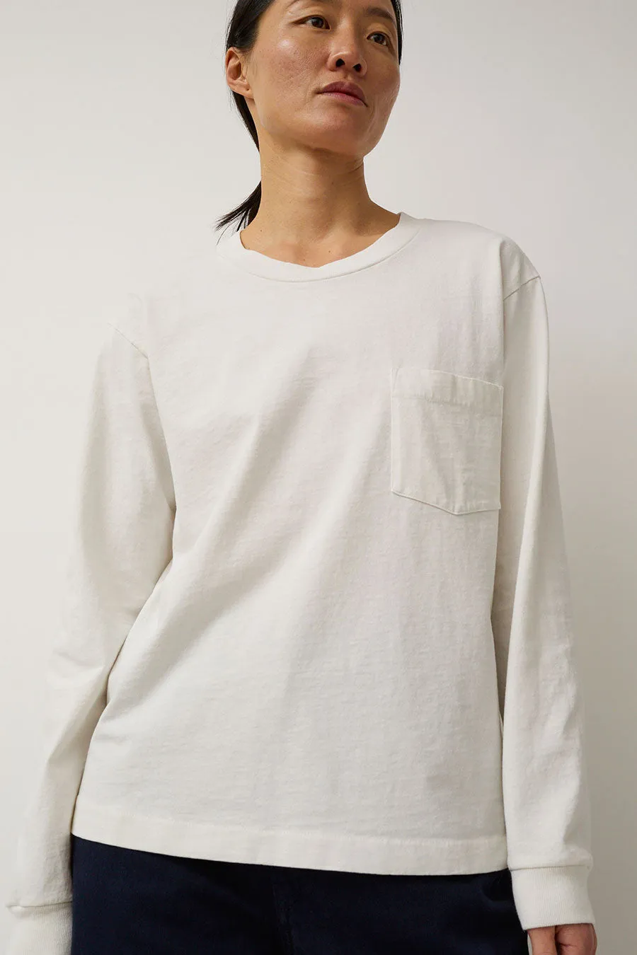 B Sides Long Sleeve Pocket Tee in Snow White sold by No. 6