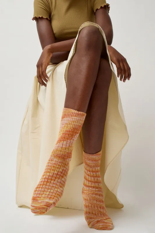 Baserange Twisted Overankle Socks in Orange Multicolored sold by No. 6