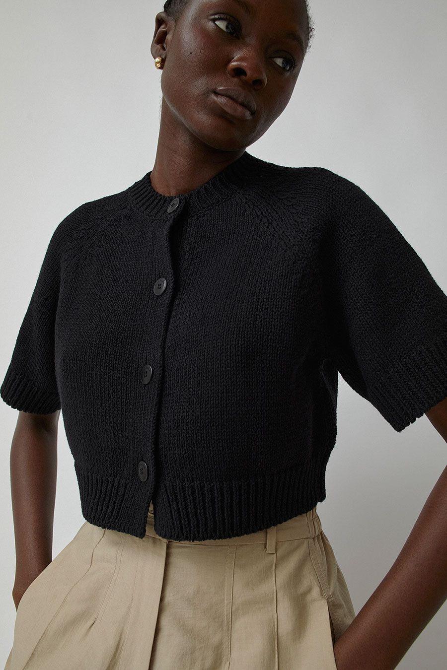 CORDERA Cotton Buttoned Top in Black sold by No. 6