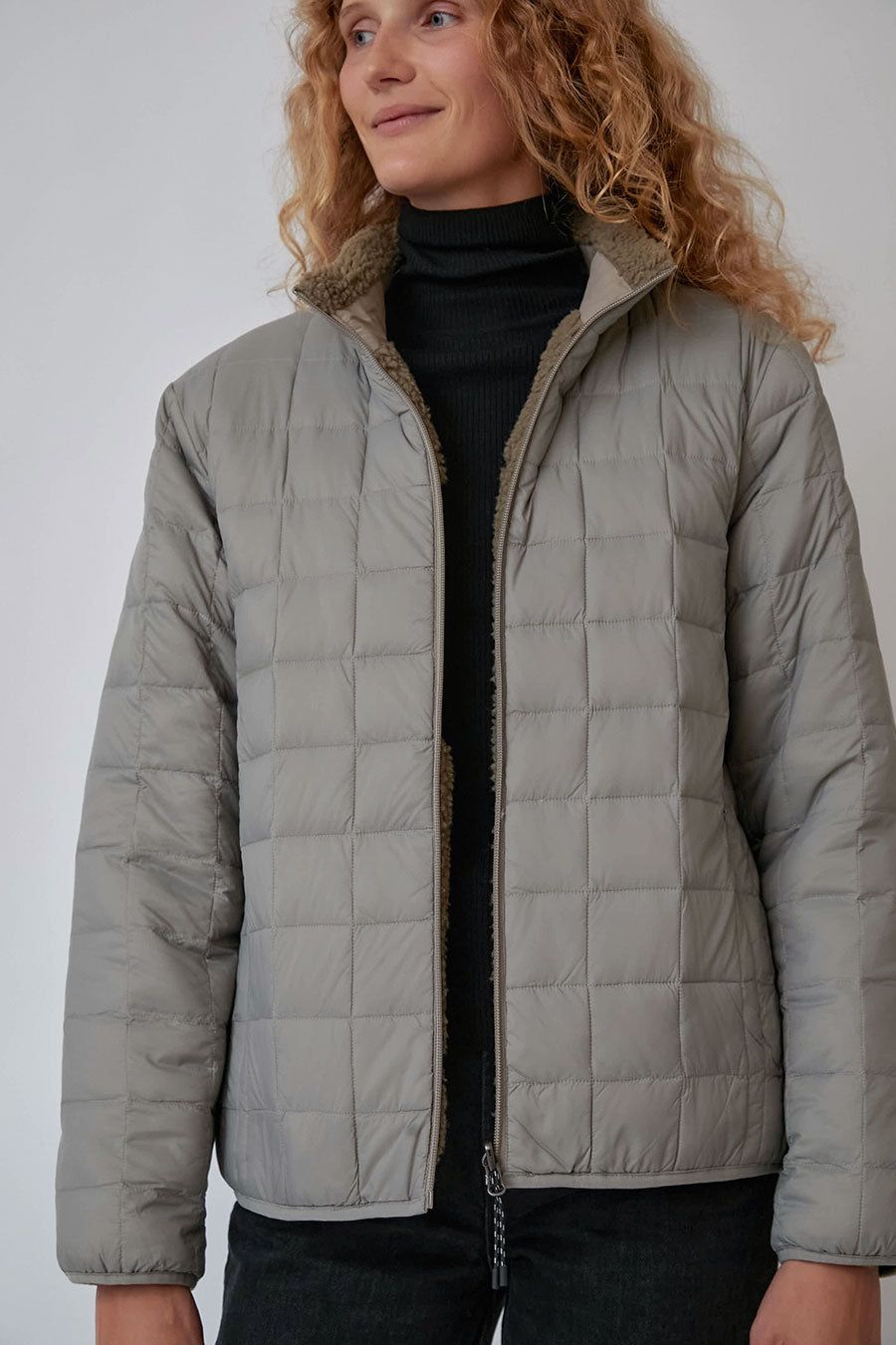 TAION Down x BOA Reversible Jacket in Light Grey with Beige Fleece sold by No. 6