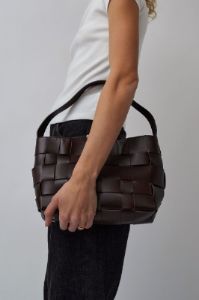 St. Agni Woven Mini Tote in Chocolate sold by No. 6
