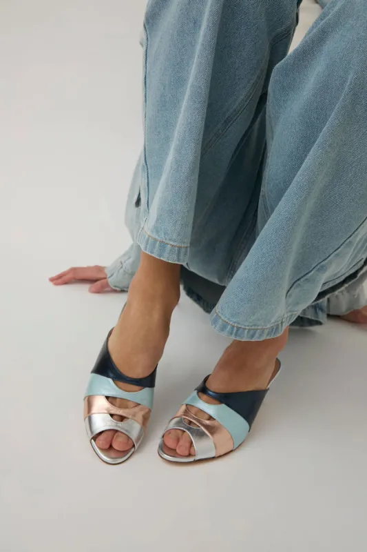 No.6 Sofia in Silver and Blue Metallic made by No. 6