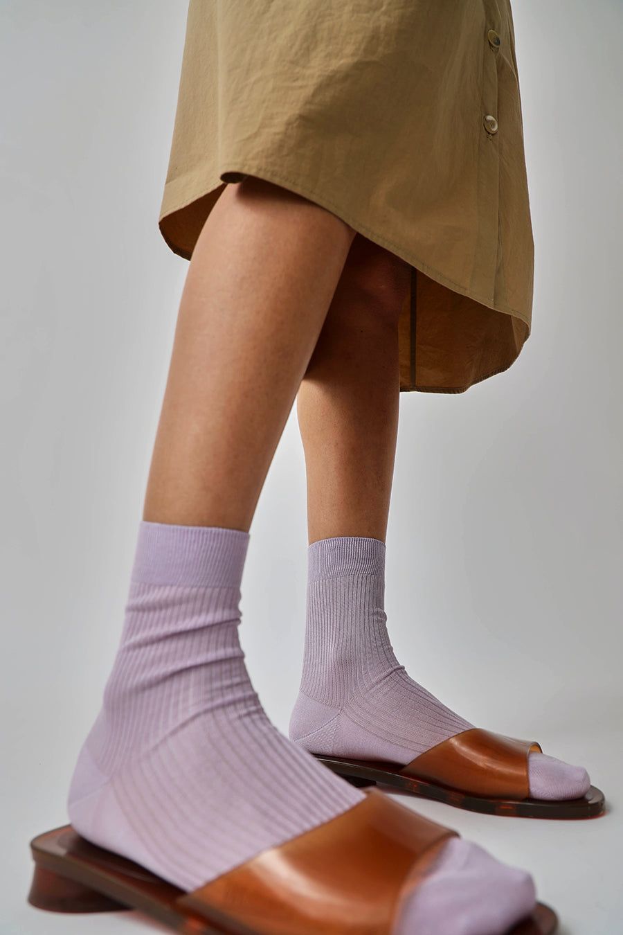 Maria La Rosa Silk Ribbed Ankle Socks in Glicine sold by No. 6 product image thumbnail 3