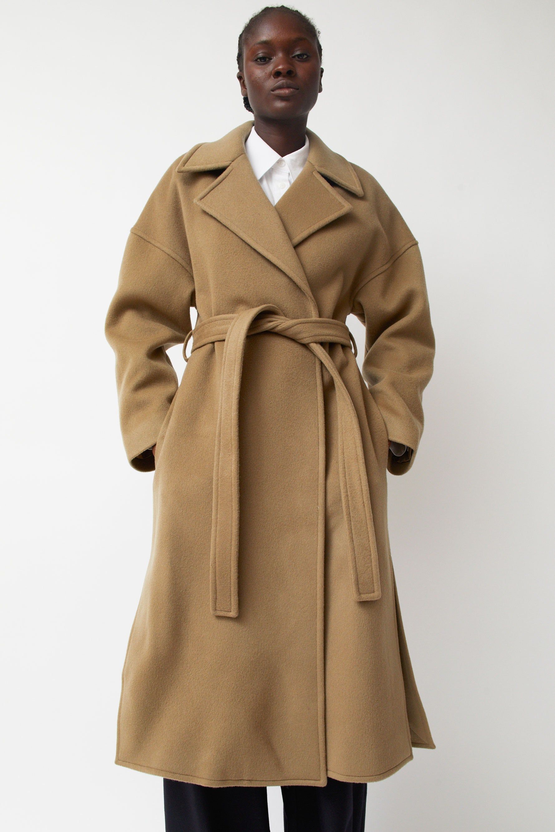 Blossom Raf Wool Cashmere Long Coat in Beige sold by No. 6