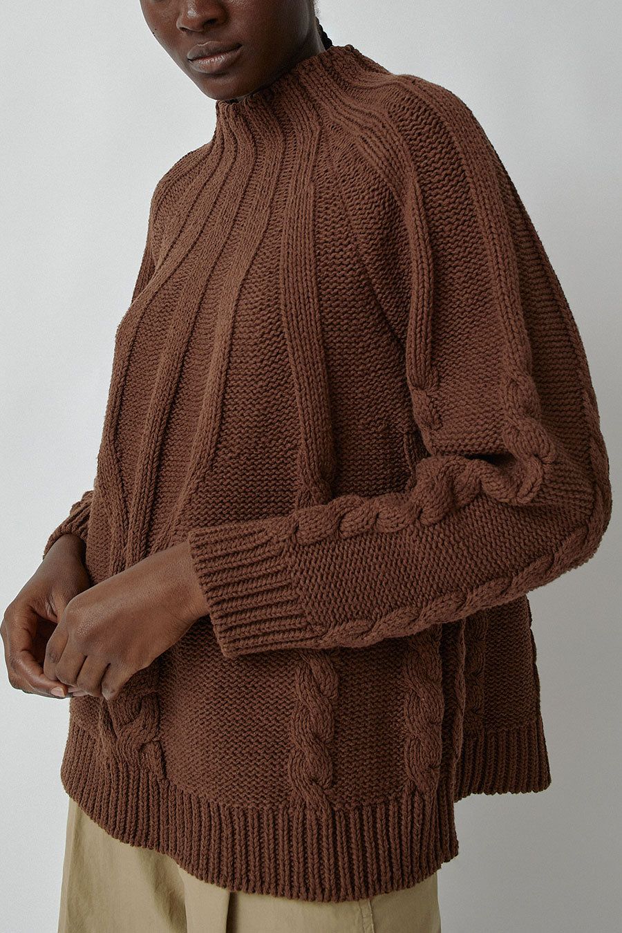 CORDERA Cotton Cable Sweater in Madera sold by No. 6 product image thumbnail 2