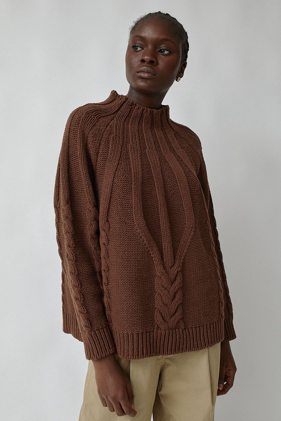CORDERA Cotton Cable Sweater in Madera sold by No. 6
