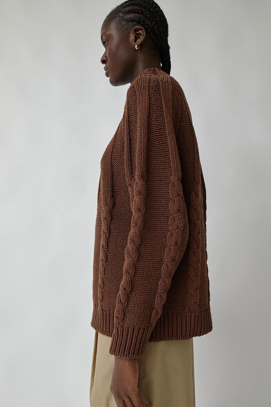CORDERA Cotton Cable Sweater in Madera sold by No. 6 product image thumbnail 4
