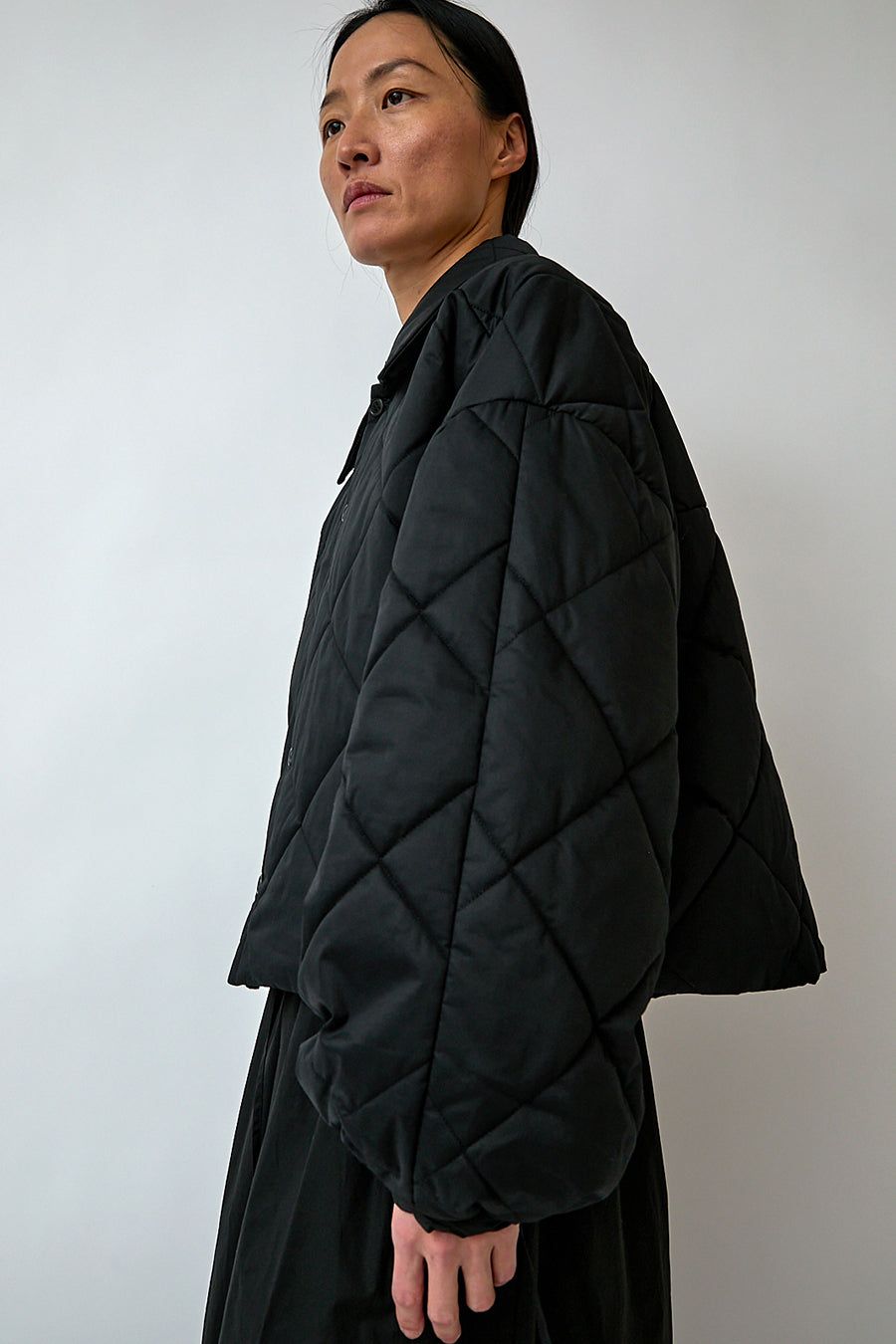 Deiji Studios Collared Quilt Coat in Black sold by No. 6 product image thumbnail 4