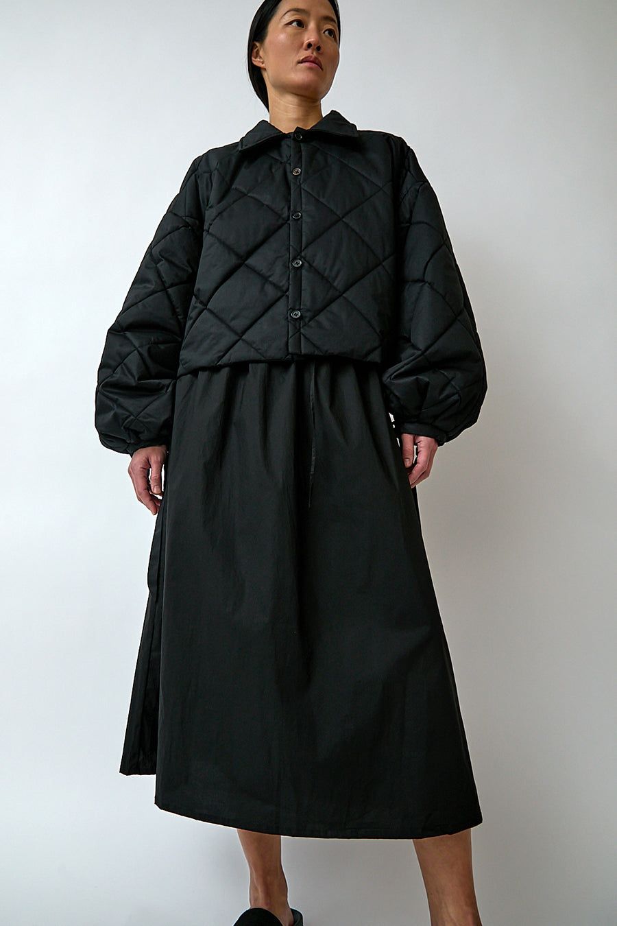 Deiji Studios Collared Quilt Coat in Black sold by No. 6 product image thumbnail 3