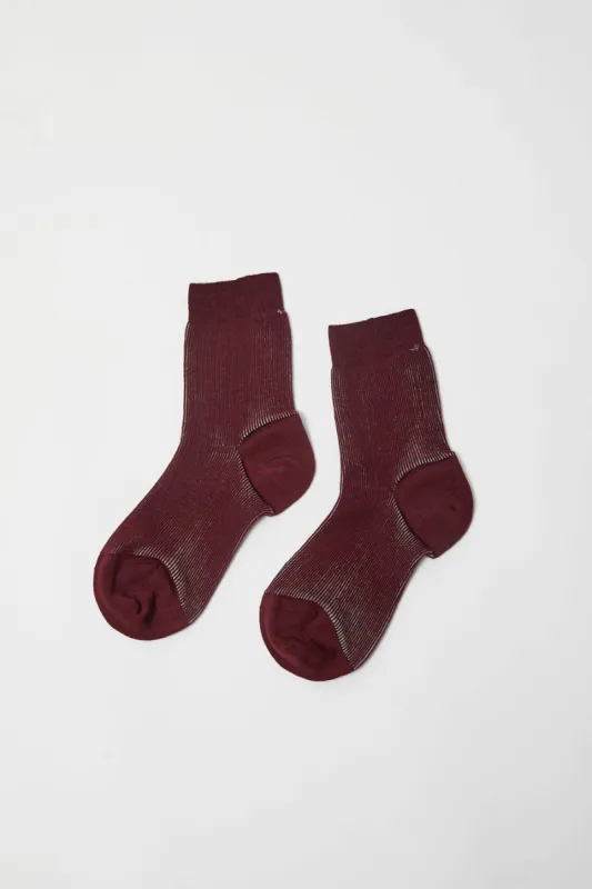 Maria La Rosa Cult Socks in Bordeaux sold by No. 6