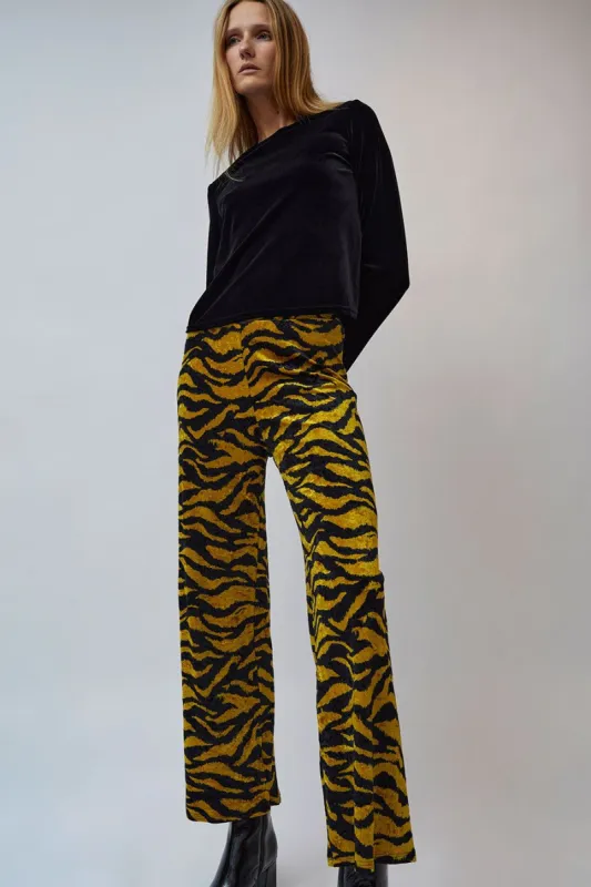 Simone Wild Cozy Pants in Tiger Hammered Velvet made by No. 6