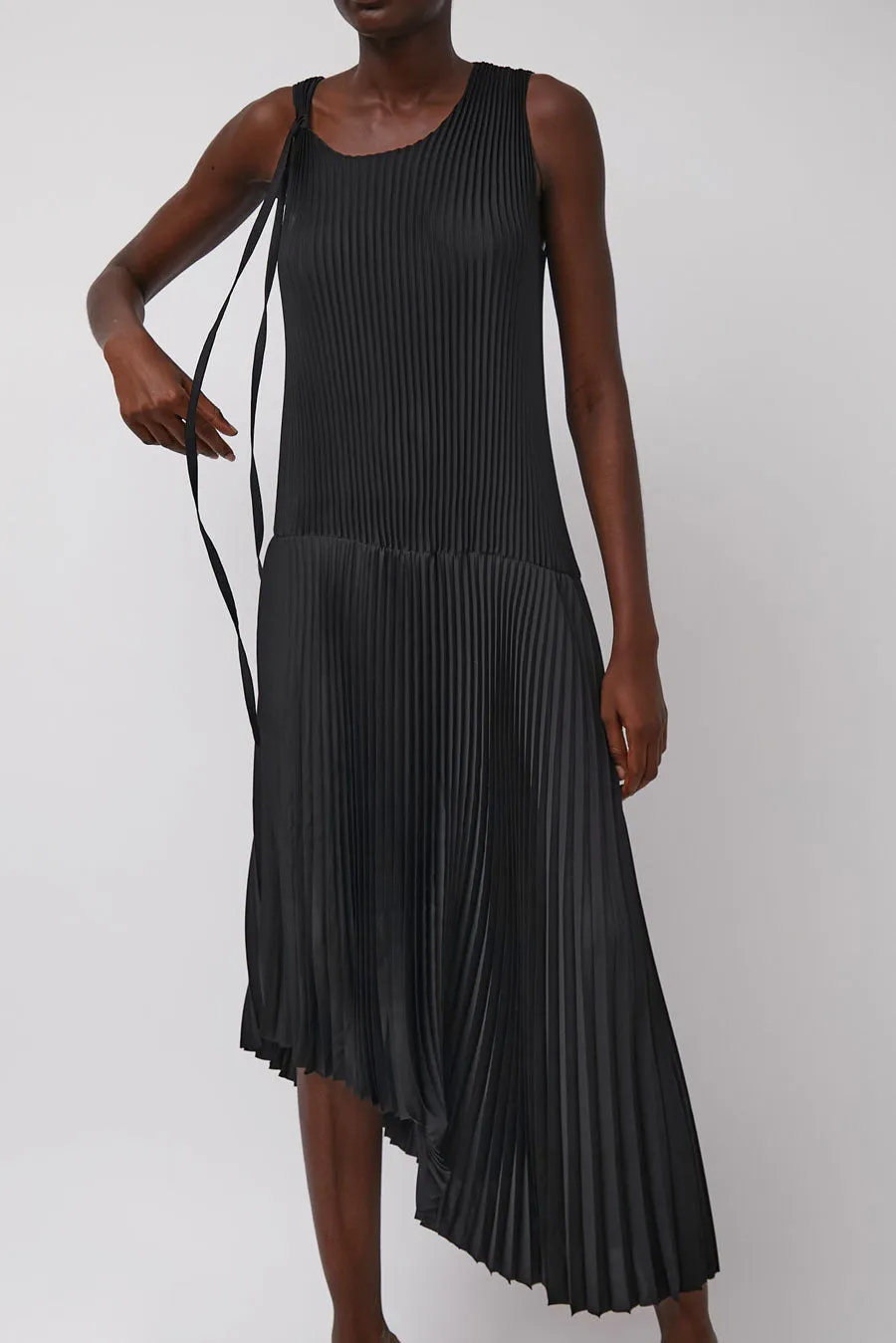 Marios Pleated Asymmetric Sleeveless Dress in Black sold by No. 6 product image thumbnail 2