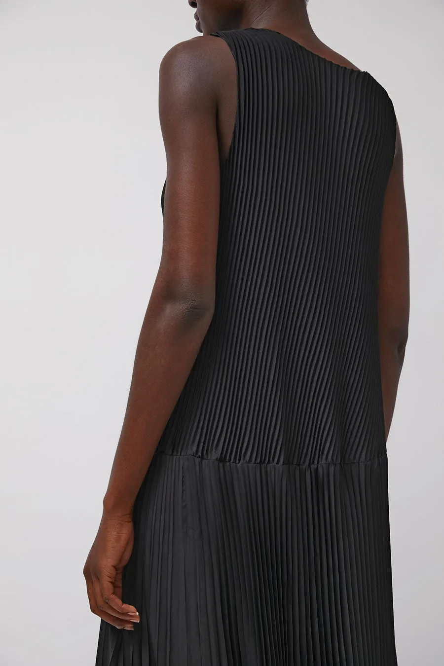 Marios Pleated Asymmetric Sleeveless Dress in Black sold by No. 6 product image thumbnail 5