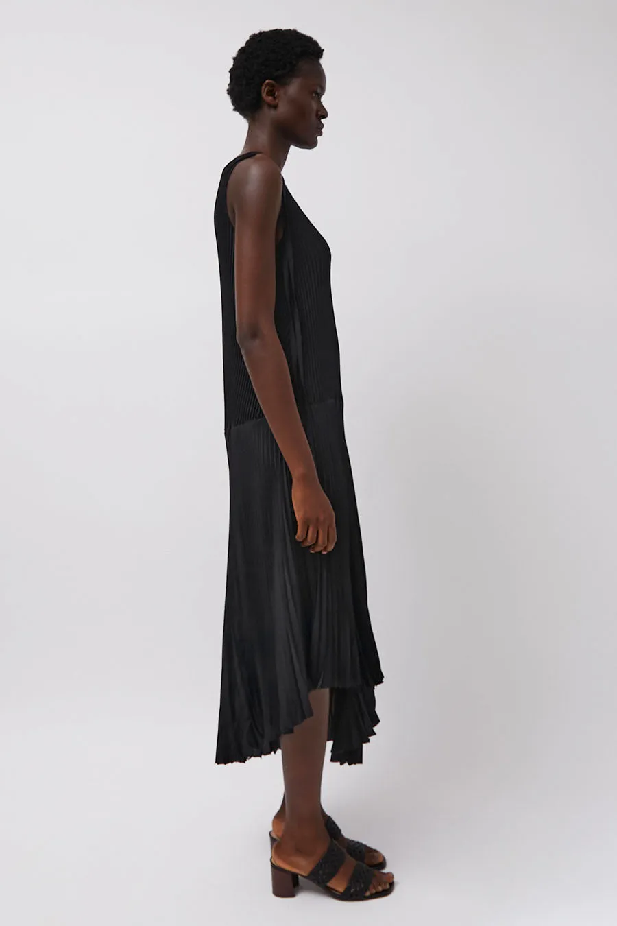 Marios Pleated Asymmetric Sleeveless Dress in Black sold by No. 6 product image thumbnail 3