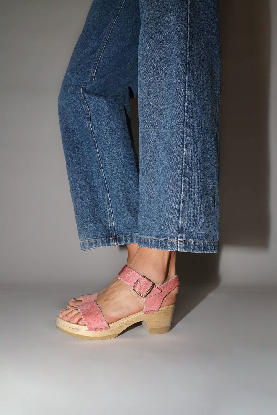 No.6 Two Strap Clog on Mid Heel in Pink Pony sold by No. 6 product image thumbnail 2