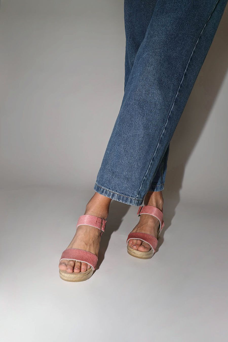 No.6 Two Strap Clog on Mid Heel in Pink Pony sold by No. 6 product image thumbnail 4