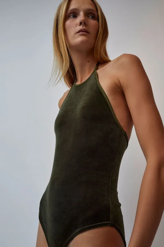 Simone Wild Body Darling in Olive Green Velvet made by No. 6