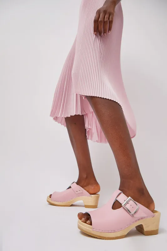 No.6 T Strap Clog on Mid Heel in Light Pink sold by No. 6