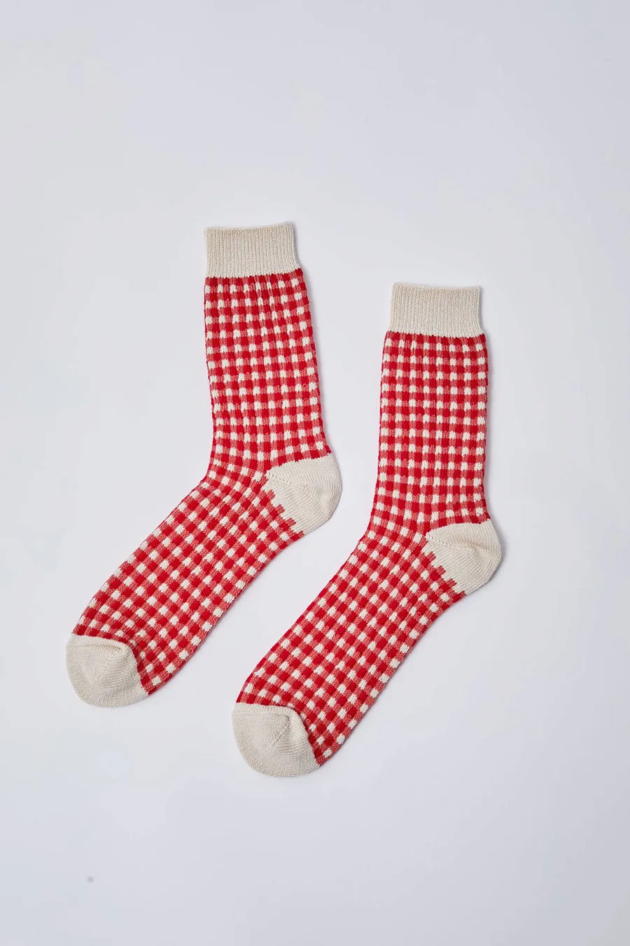 Rototo Gingham Check Socks in Red sold by No. 6 product image thumbnail 3