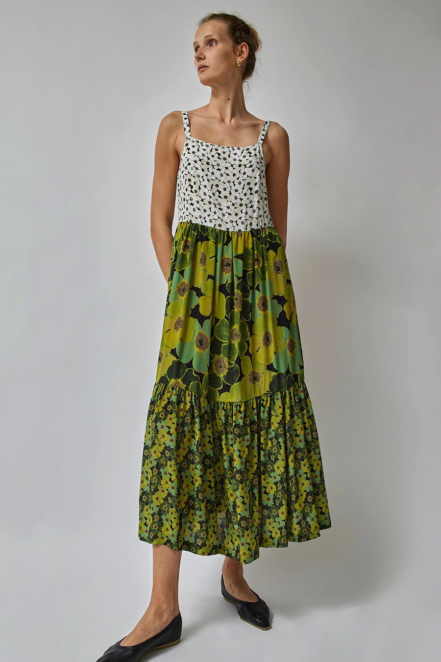 No.6 Eden Dress in White Floral Olive Combo sold by No. 6 product image thumbnail 3