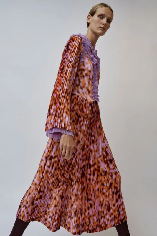 INSHADE Pleated Cut Out Dress in Pink Orange and Lilac made by No. 6